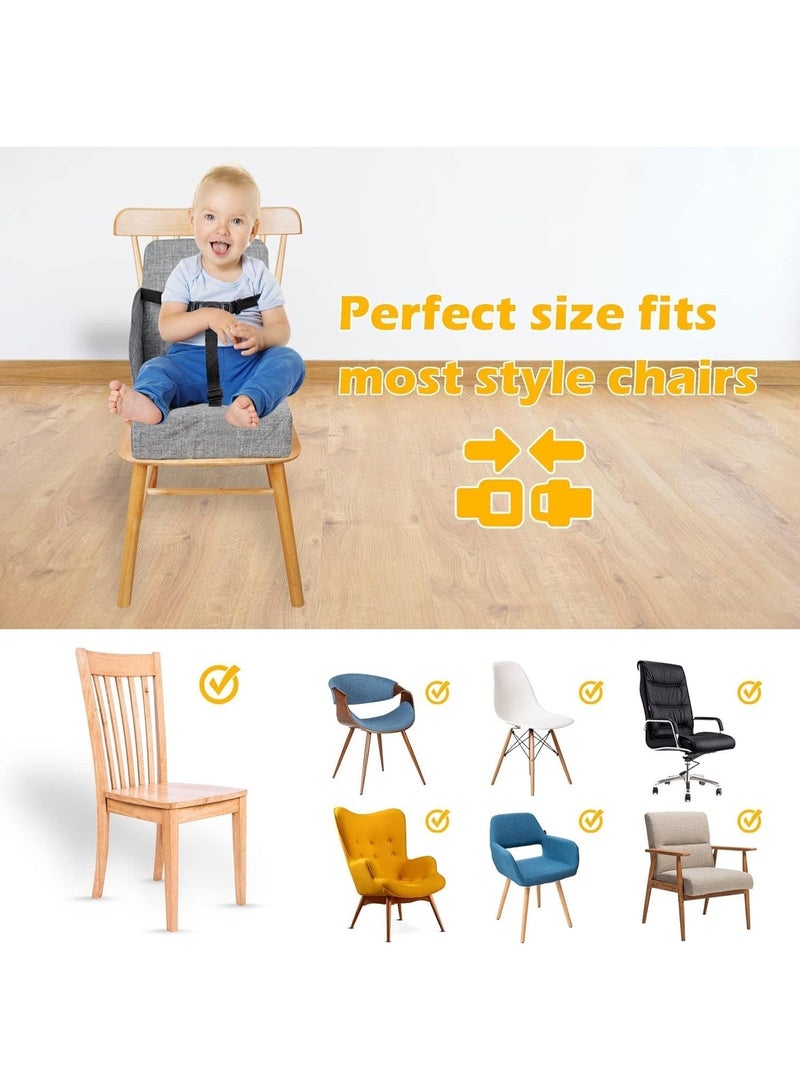YOUWE7 Toddler Booster Seat for Dining Table, Booster Seat for Table, 12.6x3.34 Inch Portable High Chair for Travel, Compact Lightweight Travel with Adjustable Straps for Baby(Grey) - Image 2