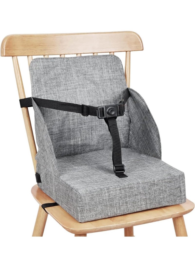 YOUWE7 Toddler Booster Seat for Dining Table, Booster Seat for Table, 12.6x3.34 Inch Portable High Chair for Travel, Compact Lightweight Travel with Adjustable Straps for Baby(Grey) - Image 1
