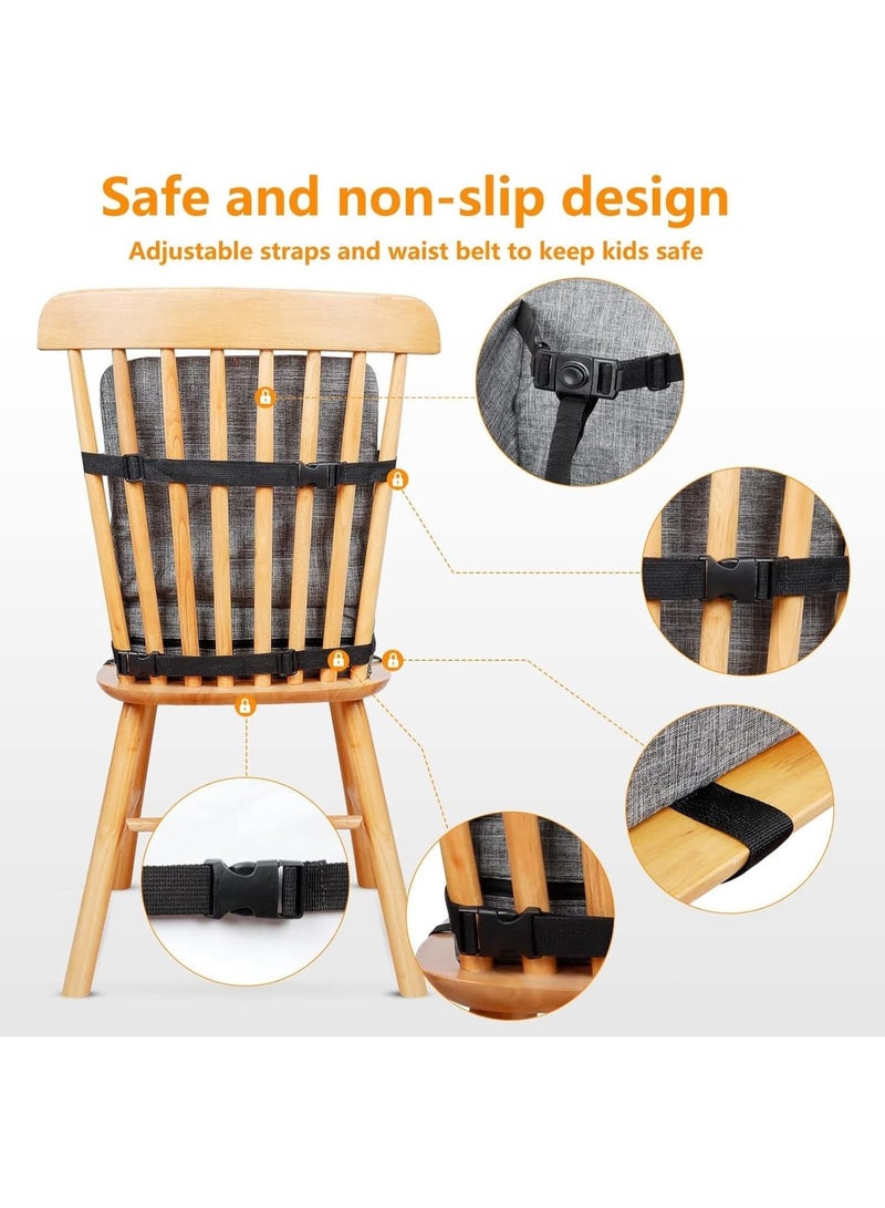 YOUWE7 Toddler Booster Seat for Dining Table, Booster Seat for Table, 12.6x3.34 Inch Portable High Chair for Travel, Compact Lightweight Travel with Adjustable Straps for Baby(Grey) - Image 5