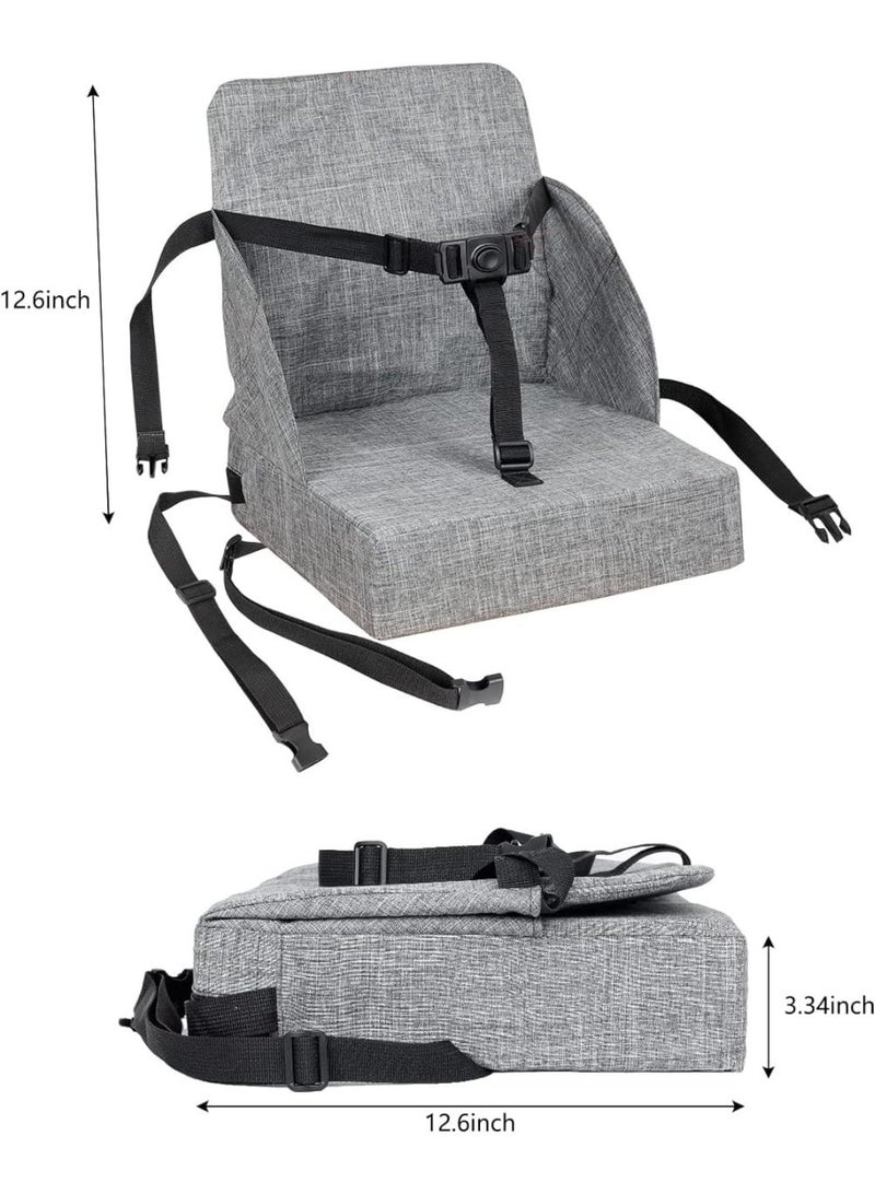 YOUWE7 Toddler Booster Seat for Dining Table, Booster Seat for Table, 12.6x3.34 Inch Portable High Chair for Travel, Compact Lightweight Travel with Adjustable Straps for Baby(Grey) - Image 3