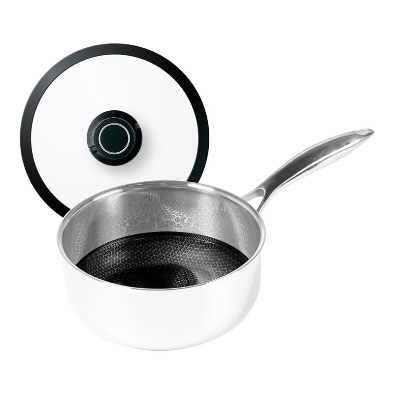 Black Cube Quick Release Cookware Saucepan with Lid 8Inch25 Quart