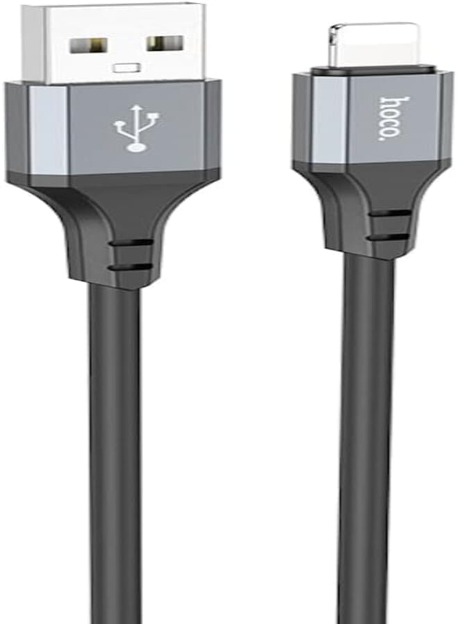 Hoco Hoco X86 - Spear Silicone Charging And Data Transmittion Cable (2.4A - 1M), USB-A To Lightning Plug, Compatible With Apple iPhone iPad Airpods - Black