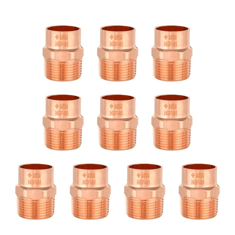 EFIELD Pack of 10 EFIELD 34Inch Copper Male Adapter C x MNPT LF Copper Plumbing Fittings with Sweat Solder X MNPT ConnectionCOPPER061 - Image 2