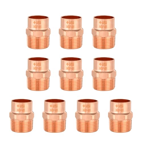 EFIELD Pack of 10 EFIELD 34Inch Copper Male Adapter C x MNPT LF Copper Plumbing Fittings with Sweat Solder X MNPT ConnectionCOPPER061 - Image 1