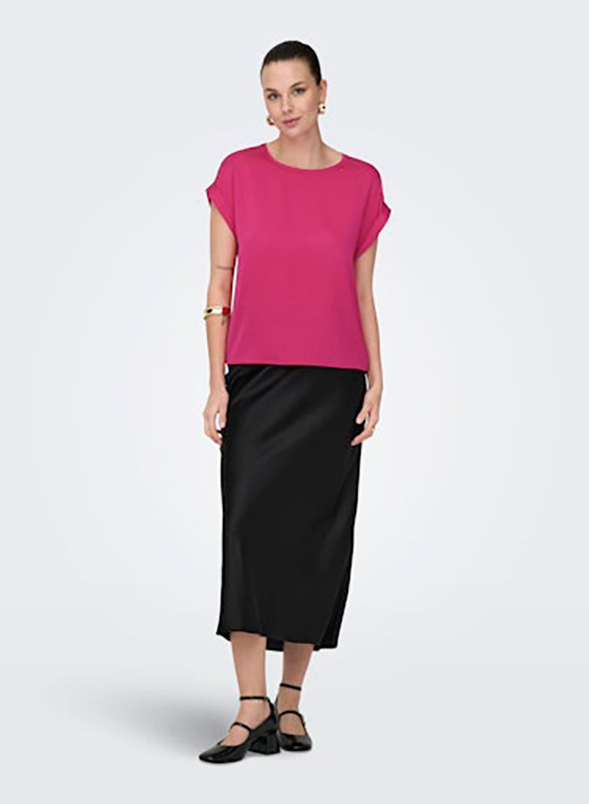 ONLY Women Short Sleeve Satin Mix Top - Image 1
