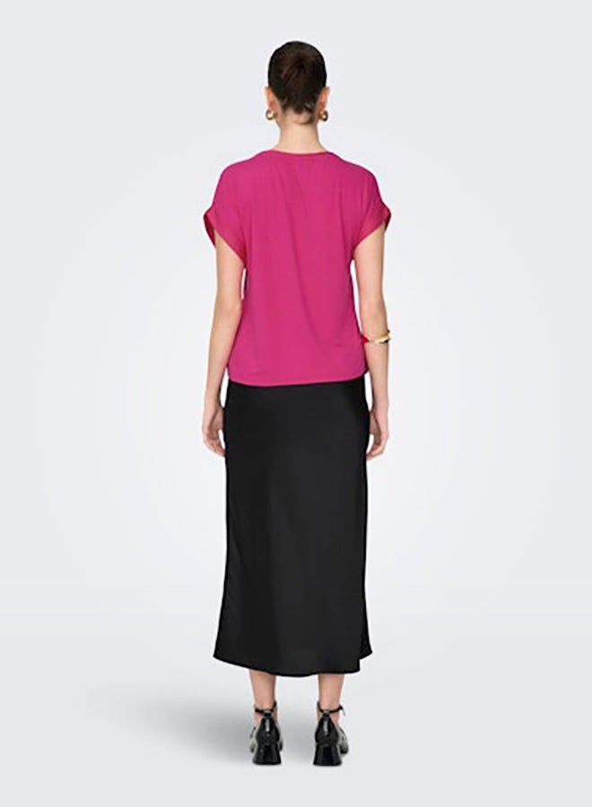 ONLY Women Short Sleeve Satin Mix Top - Image 3