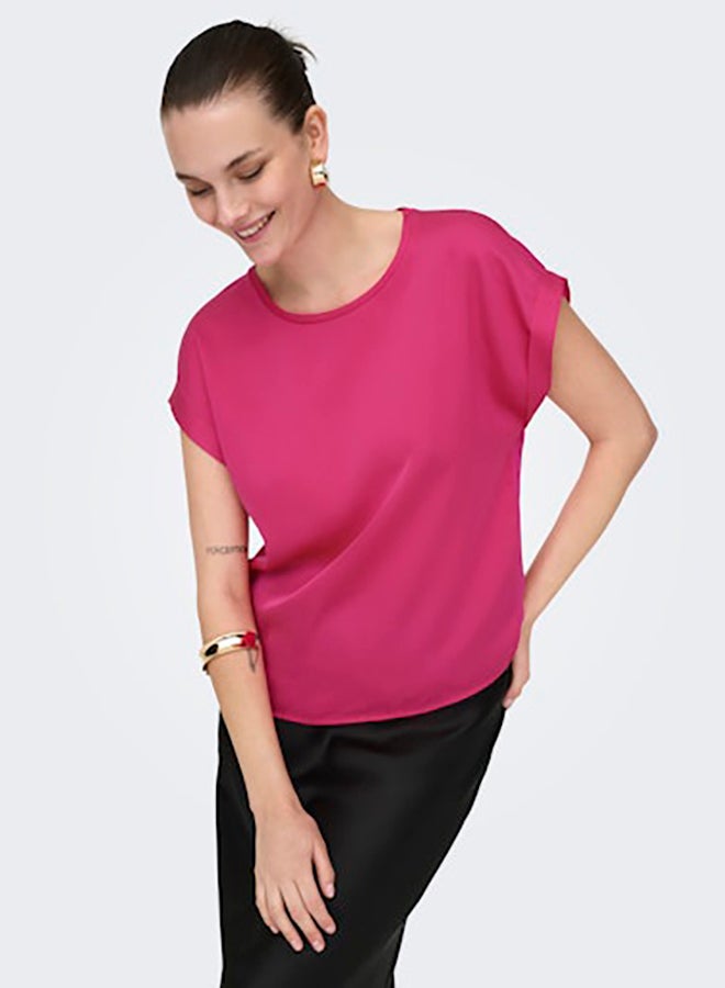 ONLY Women Short Sleeve Satin Mix Top - Image 5