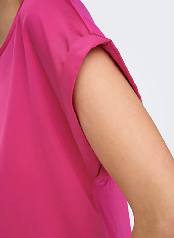 ONLY Women Short Sleeve Satin Mix Top - Image 4