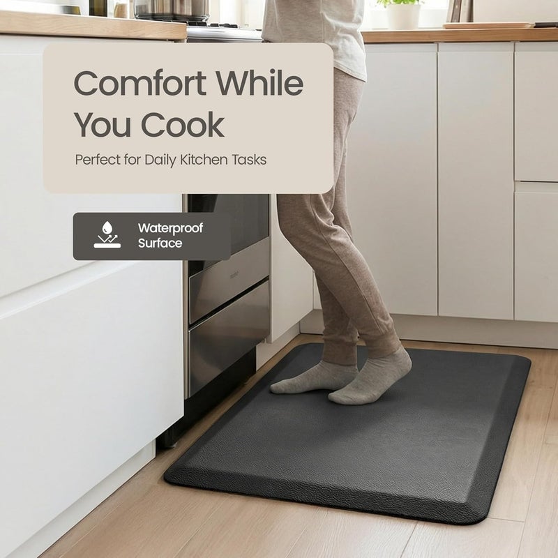 More Decor Anti Fatigue Kitchen Mats for Floor | Padded Kitchen Rugs | Non Slip, Cushioned Standing Desk Mat | Waterproof Floor Mat for Home and Office | 17.3" x 28" X 0.47", Black, 1-Pack | More Décor - Image 5