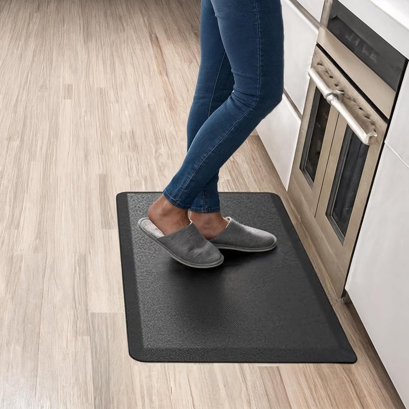 More Decor Anti Fatigue Kitchen Mats for Floor | Padded Kitchen Rugs | Non Slip, Cushioned Standing Desk Mat | Waterproof Floor Mat for Home and Office | 17.3" x 28" X 0.47", Black, 1-Pack | More Décor - Image 1