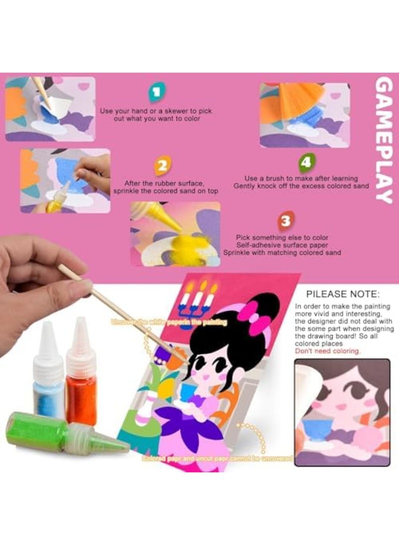 SYOSI Sand Art Kits for Kids (Ages 4-8) - 29 Pieces Princess Creative DIY Learning Toy, Fun Crafts for Girls & Boys, Colorful Sand Painting Set, Ideal Birthday or Holiday Gifts - Image 2