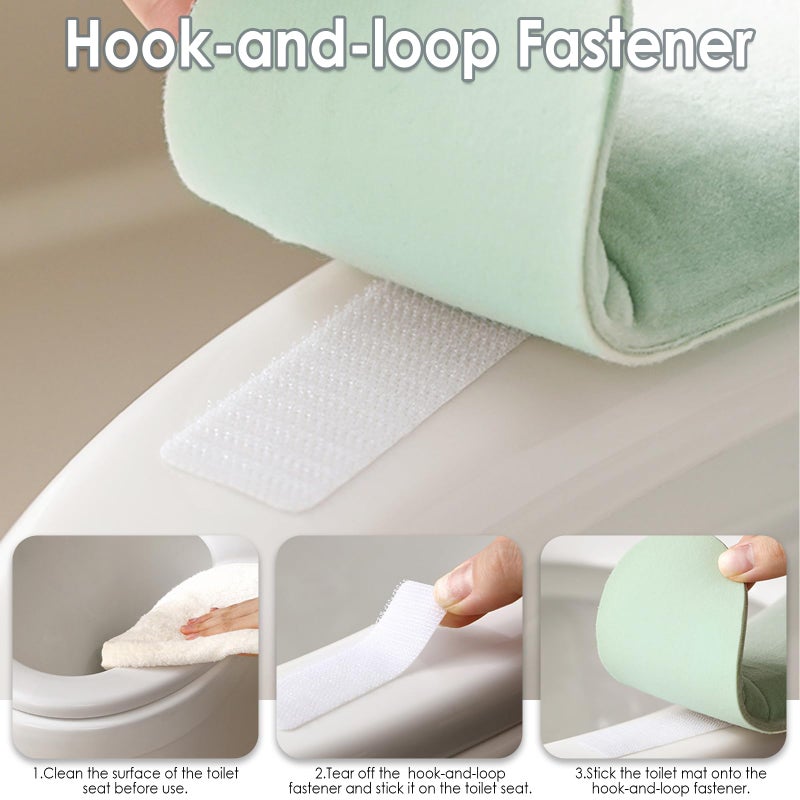 Iensen Thick and Elastic Toilet Seat Cover â€“ Washable & Reusable with Double-Sided Hook and Loop Fastener for Easy Attachment â€“ Cushioned Mat with Thick Sponge for Extra Comfort (Blue) - Image 4