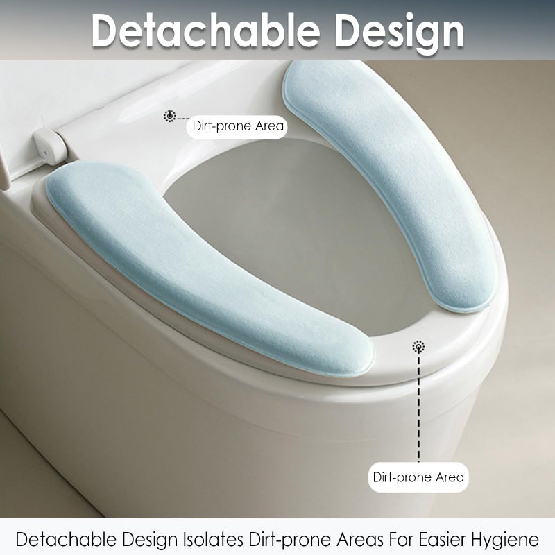 Iensen Thick and Elastic Toilet Seat Cover â€“ Washable & Reusable with Double-Sided Hook and Loop Fastener for Easy Attachment â€“ Cushioned Mat with Thick Sponge for Extra Comfort (Blue) - Image 5