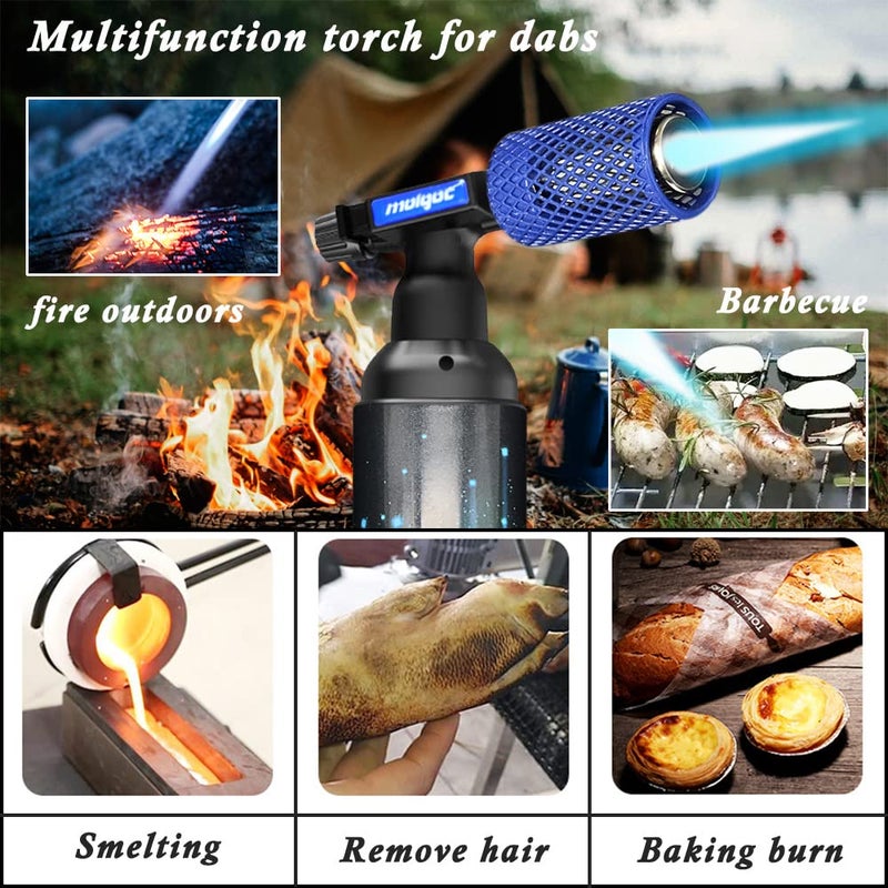 Molgoc Butane Torch with Anti-scalding Device,Stainless Steel Protective Cover,Refillable Kitchen Torch Lighter,Adjustable Flame Guard. (Butane Gas Not Included,Blue Plus) (Blue Plus) - Image 5