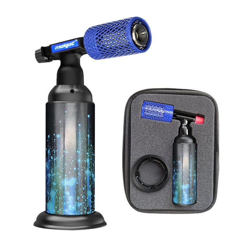 Molgoc Butane Torch with Anti-scalding Device,Stainless Steel Protective Cover,Refillable Kitchen Torch Lighter,Adjustable Flame Guard. (Butane Gas Not Included,Blue Plus) (Blue Plus) - Image 1