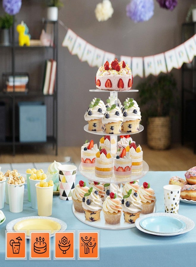 LoveDisplay Cupcake Stand, 4 Tier Cupcake Stand for 50 Cupcakes, Round Tiered Cupcake Tower, Clear Acrylic Cupcake Holder, Dessert Stands for Party, Wedding, Birthday, Baby Shower, Halloween - Image 2