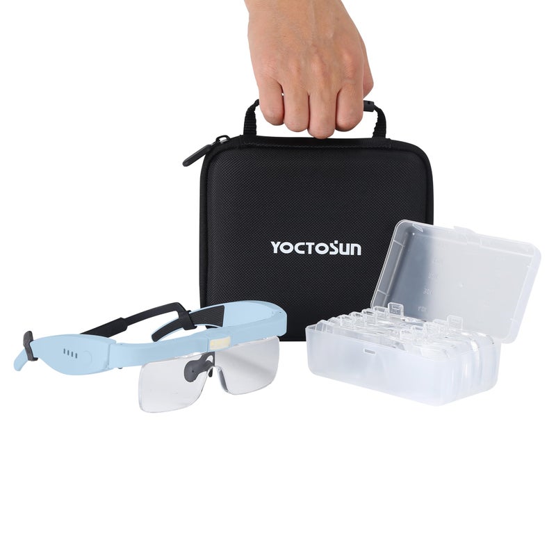 Yoctosun Magnifying Glasses For Close Work With 3 Led Lights  Storage Case  Head Strap And 5 Detachable Lenses 0.75X 1.25X 2.0X 3.0X 4.0X  Headset Magnifier For Jewelry  Hobby & Crafts - Image 1