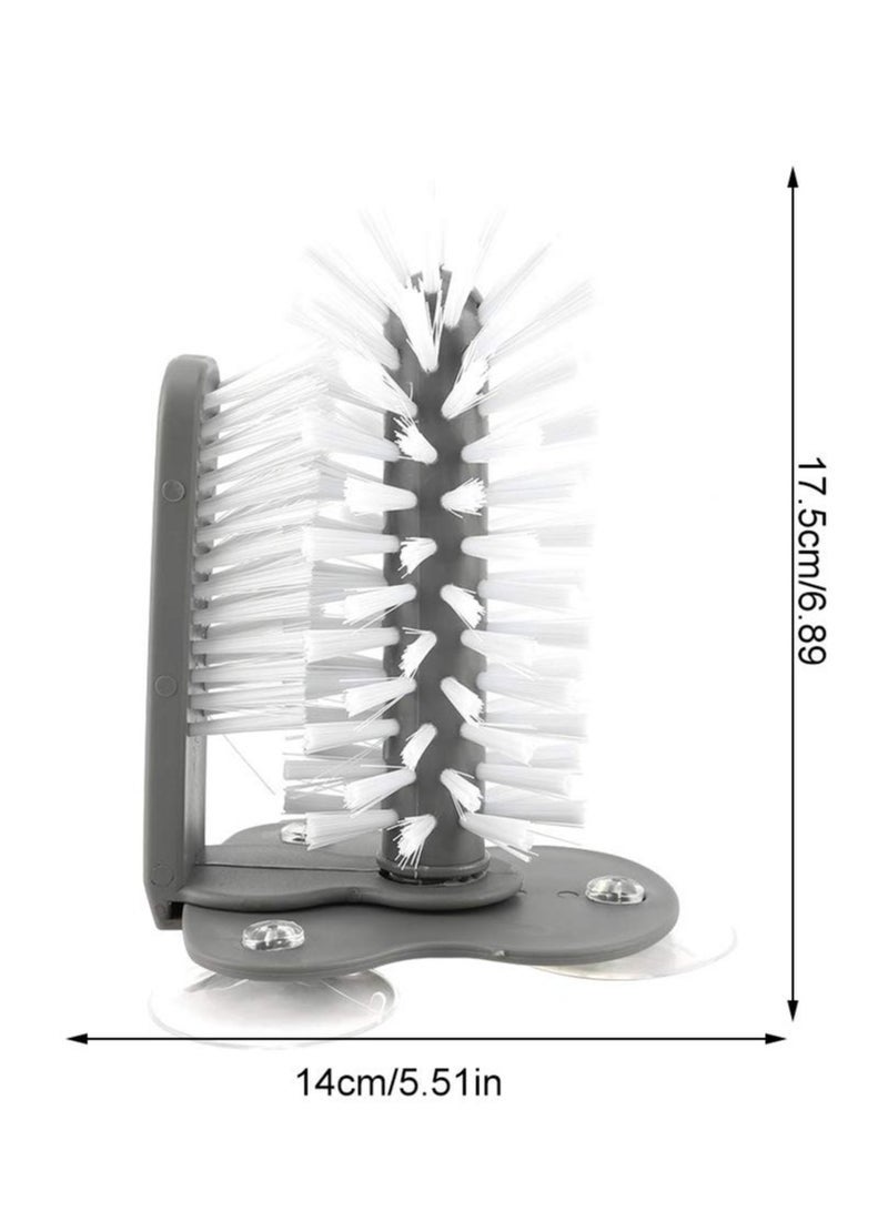 كيلا فرشاة تنظيف أكواب زجاجية دوارة 360 درجة (قطعتان) بثلاثة مستويات شفط، ملحق لغسل الأكواب الزجاجية، فرشاة تنظيف زجاجية مزدوجة الجوانب بشعيرات مرنة للاستخدام المنزلي، مناسبة للجدران والطاولات أو قاع الأحواض - Image 3