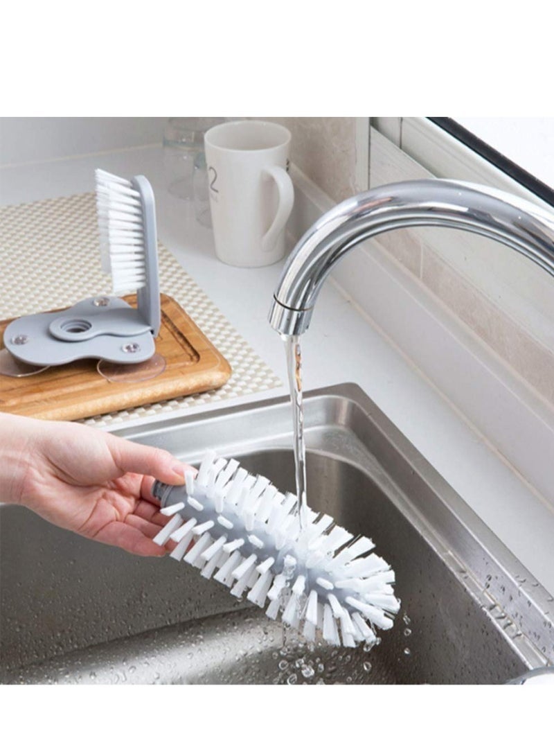 كيلا فرشاة تنظيف أكواب زجاجية دوارة 360 درجة (قطعتان) بثلاثة مستويات شفط، ملحق لغسل الأكواب الزجاجية، فرشاة تنظيف زجاجية مزدوجة الجوانب بشعيرات مرنة للاستخدام المنزلي، مناسبة للجدران والطاولات أو قاع الأحواض - Image 5