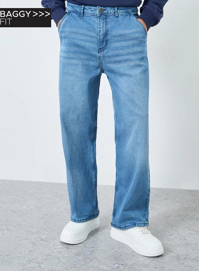 Styli Men Medium Blue Relaxed Fit Jeans