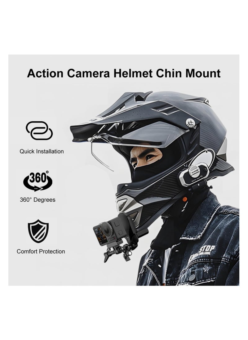SYOSI - Motorcycle Helmet Chin Clamp Mount, Universal Clamp Mount for Action Cameras, Head View Holder Attach for GoPro Hero 12, 11, 10/DJI Osmo Action 4/Insta360 X3/AKASO/SJCAM and Other Action Cameras - Image 1
