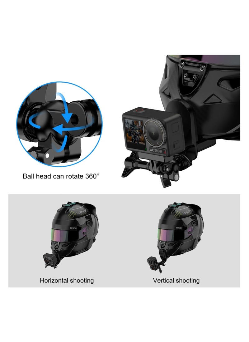 SYOSI - Motorcycle Helmet Chin Clamp Mount, Universal Clamp Mount for Action Cameras, Head View Holder Attach for GoPro Hero 12, 11, 10/DJI Osmo Action 4/Insta360 X3/AKASO/SJCAM and Other Action Cameras - Image 1