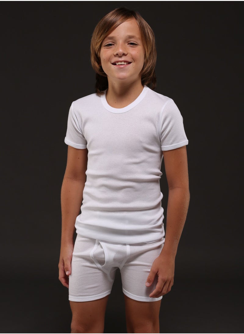 DeloPik EVERYONE, Cotton Boys White Undershirt Round Neck Tshirt and boxer, Boys white Underwear set(pack of 1)(13-14 years)  - Image 1
