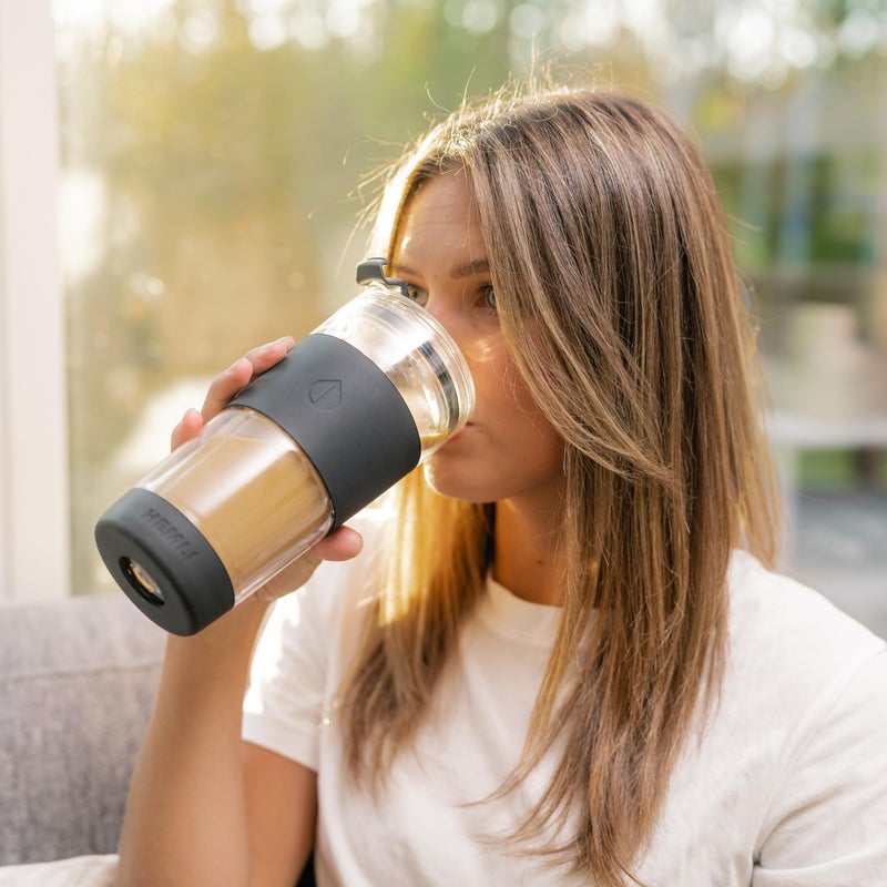 Hemli 19 oz. Double Wall Glass Coffee Tumbler, To Go Travel Mug with Lid, Portable Glass Thermos with Straw, Reusable Cup, Tea, Smoothies, Ice Coffee, and Boba - Image 5