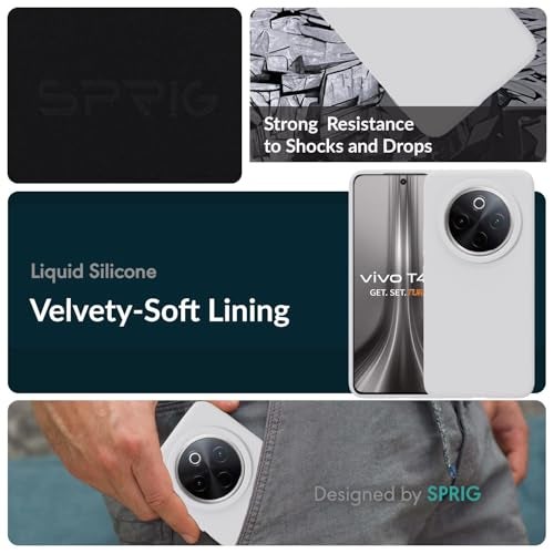 SPRIG Compatible with Vivo T4 Premium SilkTone Back Cover Drop Tested Shock Proof Mobile Case for Men, Women, Boys and Girls with Camera Protection (White) - Image 2
