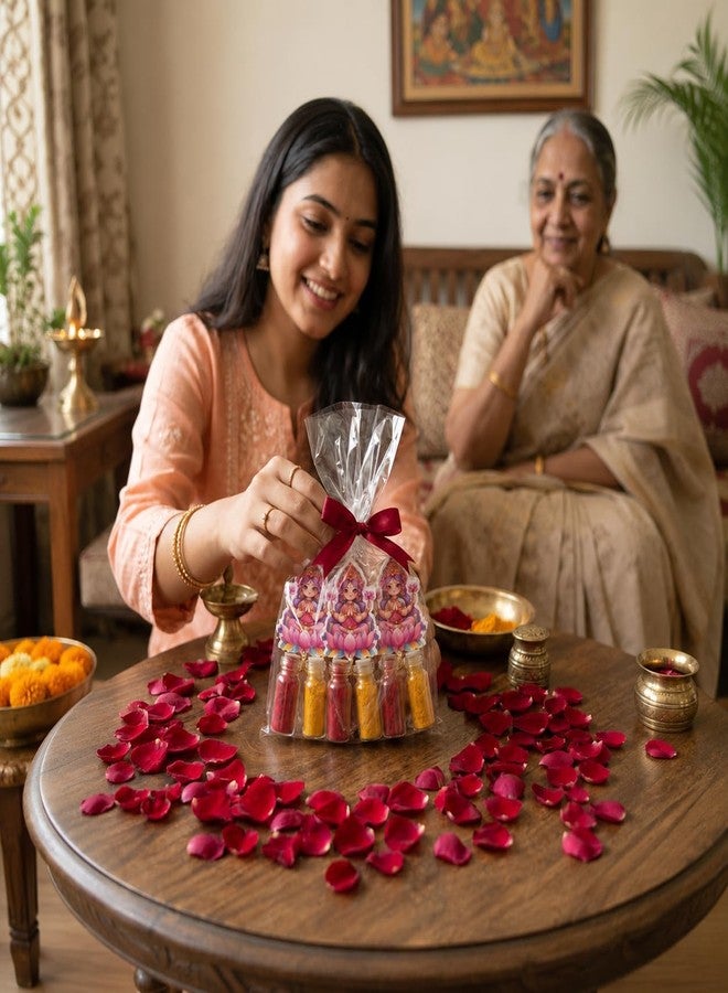 KAUSHEVA Haldi Kumkum Combo Pack for Pooja, Return Gifts, Traditional Festival Wedding Function Tambulam Gift Set (Laxmi) - Image 3