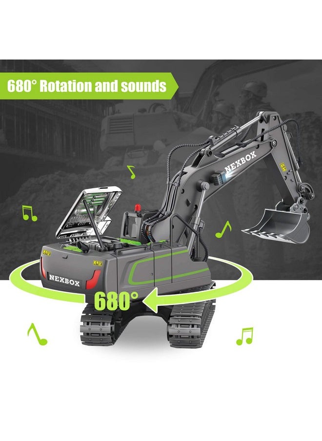 NEXBOX NEXBOX Remote Control Excavator Toys for Boys, RC Construction Equipment Vehicles for Kids Age 4-7 8 9 10 Year Old, Best Birthday Gifts Ideas, with Metal Shovel, 2.4Ghz  - Image 2