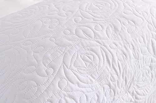 MarCielo 2-Piece Embroidered Pillow Shams, King Decorative Microfiber Pillow Covers Set, King Size (White) - Image 4