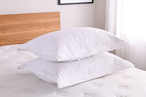 MarCielo 2-Piece Embroidered Pillow Shams, King Decorative Microfiber Pillow Covers Set, King Size (White) - Image 3