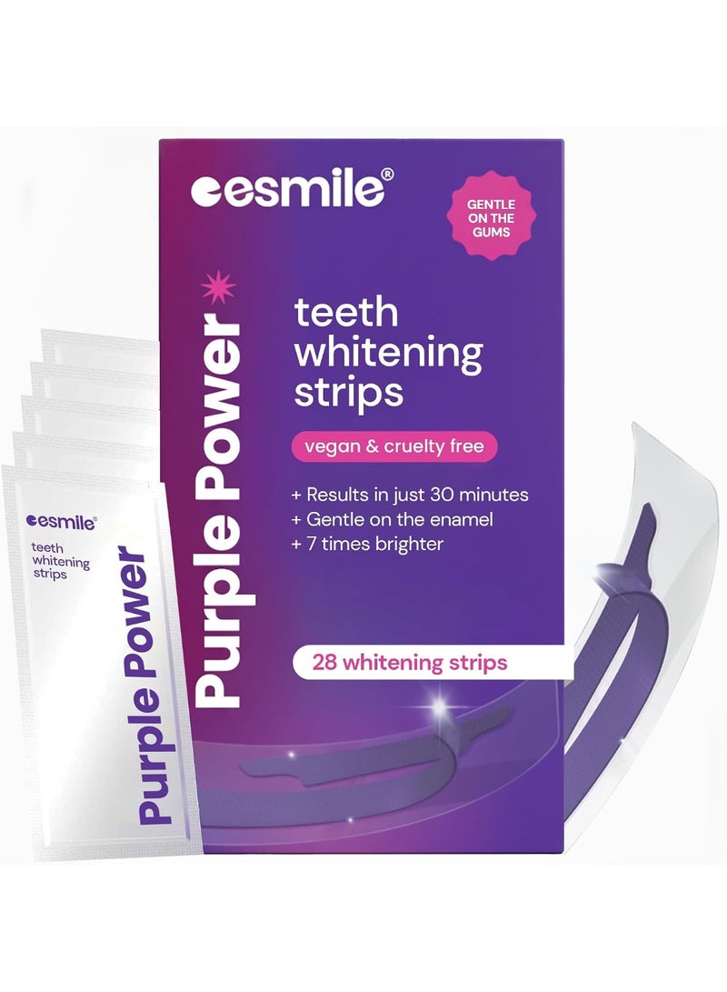 general ESMILE 28 Professional Teeth Whitening Strips Purple - Instant Result Effect V34 - Fast Teeth Whitening at Home | Ideal for Coffee Stains, Wine, Smoking | Delicate for Sensitive Teeth - Image 1
