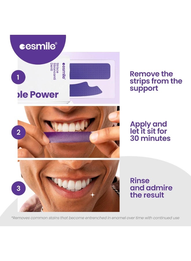 general ESMILE 28 Professional Teeth Whitening Strips Purple - Instant Result Effect V34 - Fast Teeth Whitening at Home | Ideal for Coffee Stains, Wine, Smoking | Delicate for Sensitive Teeth - Image 4