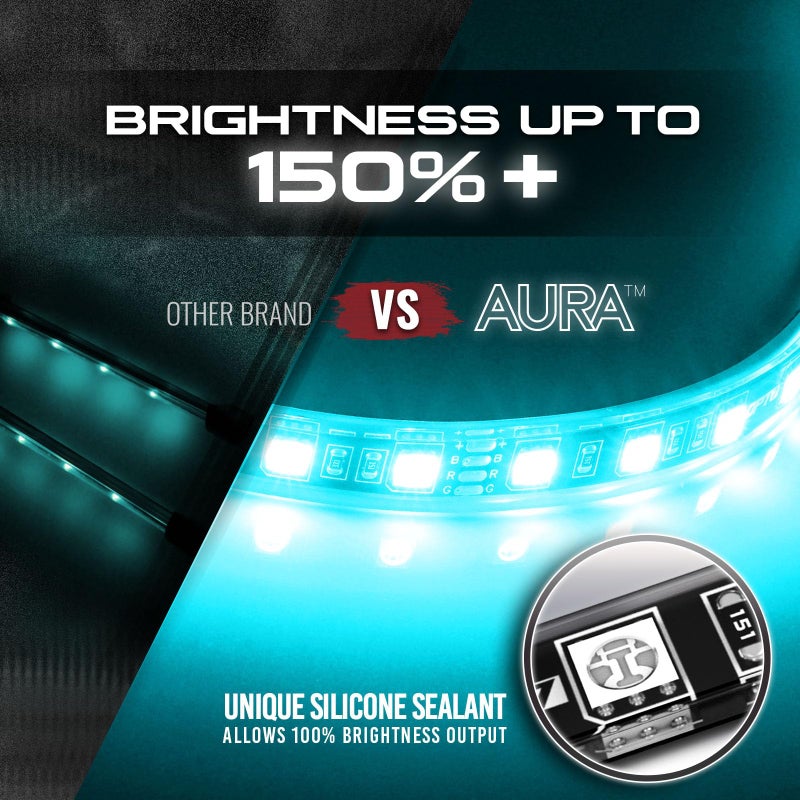 OPT7 4pc Aura LED Expansion Pack - 4" Single Row Light Strips with Splitters and Extensions for Motorcycle, Cruiser, Golf Cart, ATV Lighting Kit - Image 4