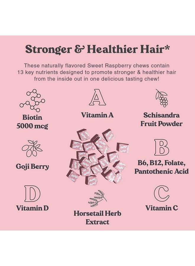 Chewsy - Beautiful Hair - Support for Stronger, Healthy Hair - with Biotin, Horsetail Extract, Goji Berry & Vitamins - Sweet Raspberry, 30-Day Supply - Image 3