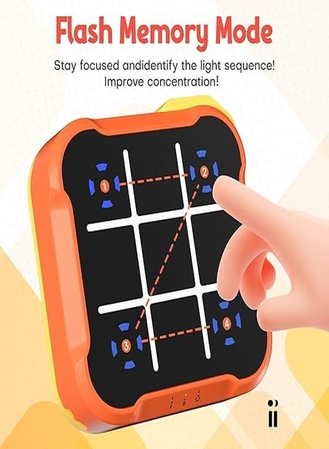 SELLFUN 3 in 1 Electronic Tic Tac Toe Game, Handheld Digital Tic Tac Toe Bolt Game with Silent Mode, Portable Learing Toy Gift for Kids & Adults, Blue (One Pack) (Orange) - Image 4