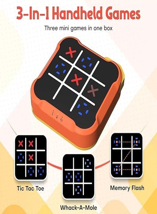 SELLFUN 3 in 1 Electronic Tic Tac Toe Game, Handheld Digital Tic Tac Toe Bolt Game with Silent Mode, Portable Learing Toy Gift for Kids & Adults, Blue (One Pack) (Orange) - Image 3