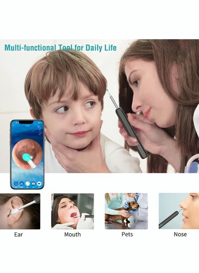 Ear Wax Removal Kit - Ear Wax Removal with Camera Wi-Fi Visible Descaling Spoon with 6 Soft Silicone Ear Spoons Wireless Ear Endoscope 30fps HD with LED Light 2.4Ghz for iPhone/iPad/Android Phone