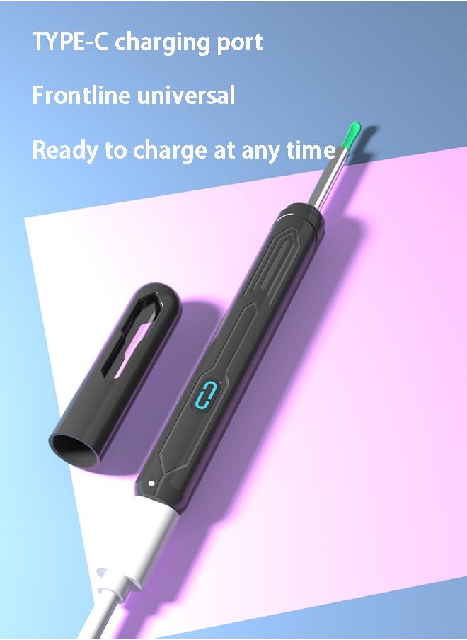 Ear Wax Removal Kit - Ear Wax Removal with Camera Wi-Fi Visible Descaling Spoon with 6 Soft Silicone Ear Spoons Wireless Ear Endoscope 30fps HD with LED Light 2.4Ghz for iPhone/iPad/Android Phone