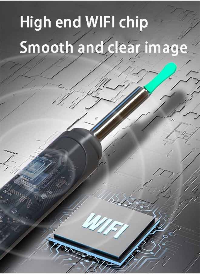 Ear Wax Removal Kit - Ear Wax Removal with Camera Wi-Fi Visible Descaling Spoon with 6 Soft Silicone Ear Spoons Wireless Ear Endoscope 30fps HD with LED Light 2.4Ghz for iPhone/iPad/Android Phone