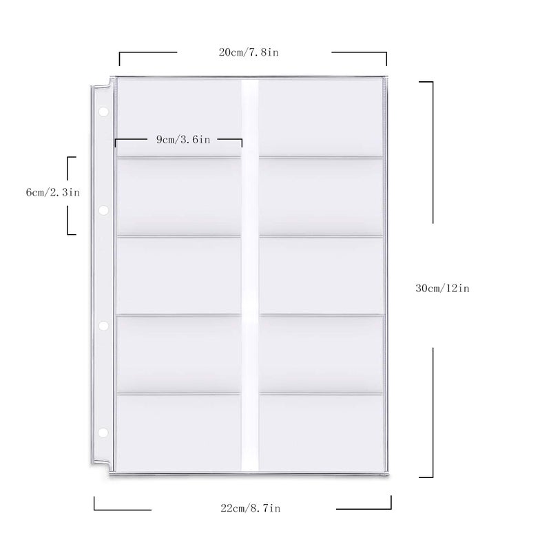 Zelten 4 Pack A4 4 Holes Binder Name Card Holder Plastic Business Card Organizer Binder Coupon Holder Waterproof 4 Holes Card Holder for Personal Organiser (Name Card Holder, A4) - Image 2