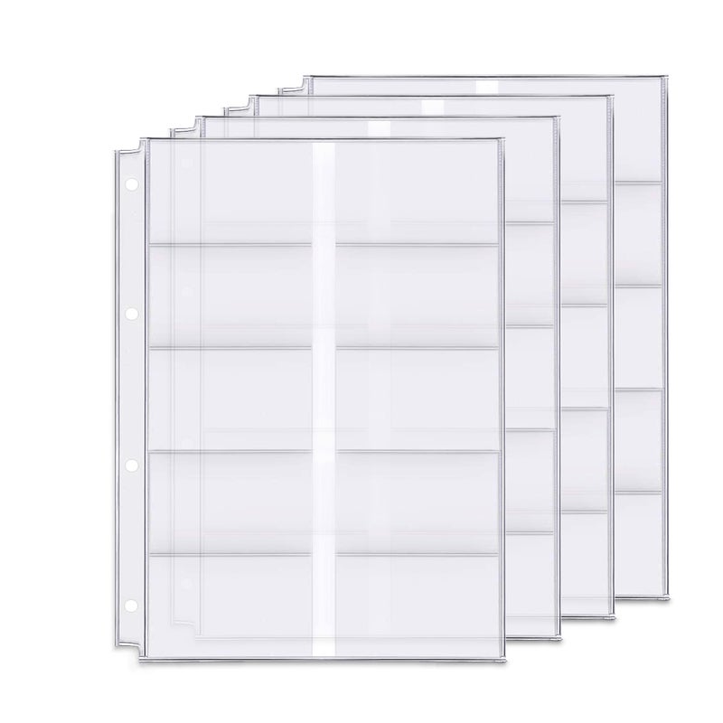Zelten 4 Pack A4 4 Holes Binder Name Card Holder Plastic Business Card Organizer Binder Coupon Holder Waterproof 4 Holes Card Holder for Personal Organiser (Name Card Holder, A4) - Image 1