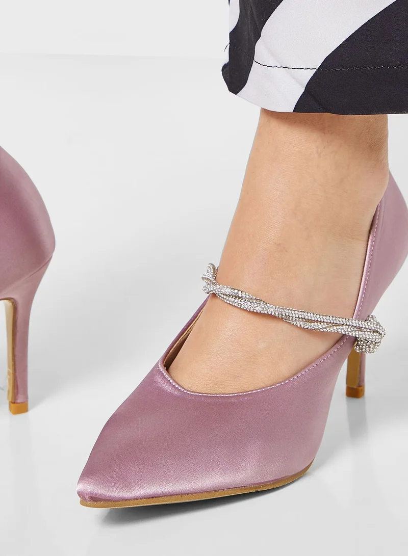 Ella Limited Edition Satin Pump With Embelisshed Strap
