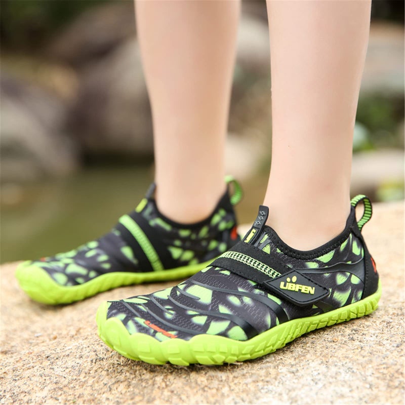 UBFEN Water Shoes for Kids Boys Girls Aqua Socks Barefoot Beach Sports Swim Pool Quick Dry Lightweight Toddler Little Big Kid A Green 8 Toddler - Image 3
