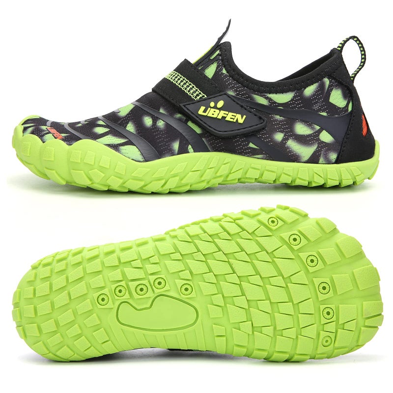 UBFEN Water Shoes for Kids Boys Girls Aqua Socks Barefoot Beach Sports Swim Pool Quick Dry Lightweight Toddler Little Big Kid A Green 8 Toddler - Image 1