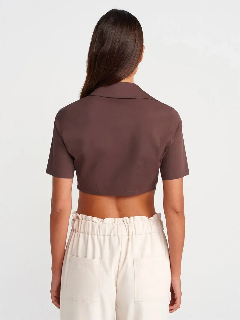 ديلفين Dilvin Women's Cropped Poplin Shirt
