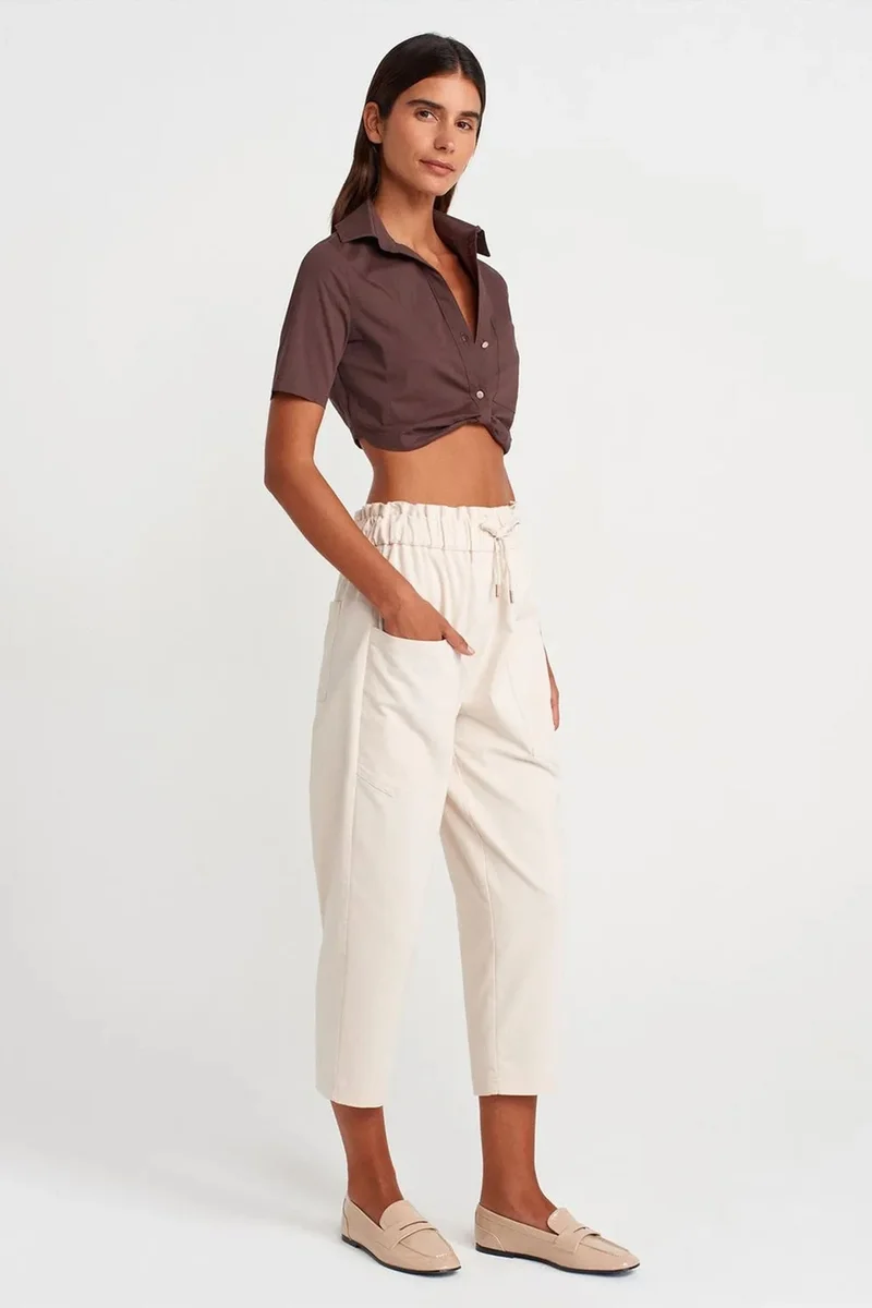 Dilvin Dark Mocha Brown DILVIN Women's Cropped Poplin Shirt for Women | Best Price UAE