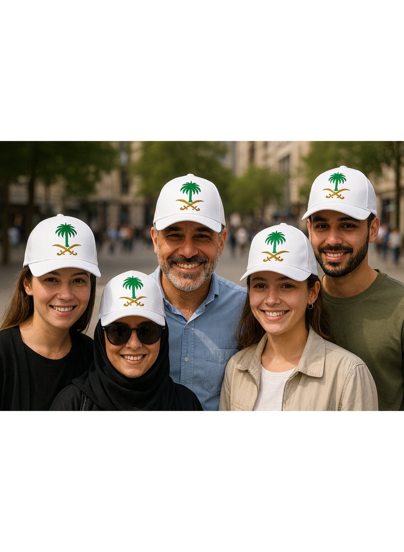HFA Saudi cap, white cap, cap with the Kingdom's logo, national cap, sports cap, palm tree and sword cap, men's cap, women's cap, national occasion cap, elegant cap, luxury cap, casual cap. - Image 2